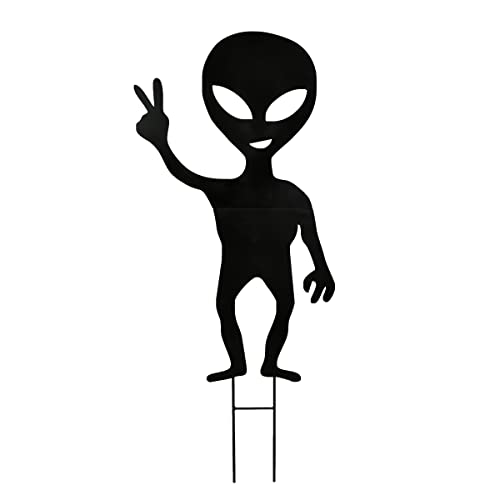 National Tree Company Lawn Decoration, Black, Alien, Includes Garden Stakes, Halloween Collection, 38 Inches