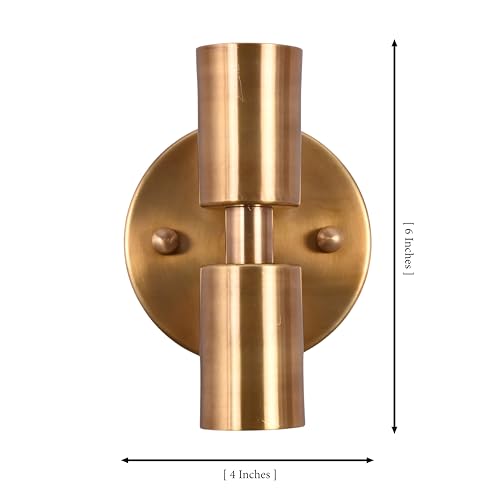 Image of Modern Brass Wall Sconce Lights - Industrial Double Bulb Vanity Fixture - Vintage Wall Lamp for Bathroom, Hallway, Bedroom, Living Room - Hardwired Light Fixture (1)