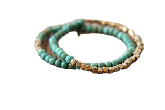 Bracelet turquoise 4mm perles rondes lisses style quotidien casual