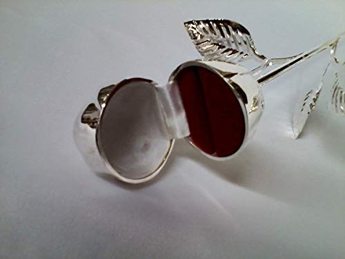 Elegance Rose Ring Holder with Long Stem, Silver