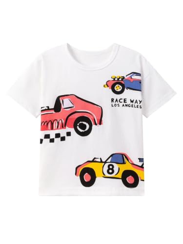 Image of HILEELANG Toddler Boy Summer Outfit Set 2 Piece Short Sleeve T Shirt and Short Soft Breathable Cotton Clothing Sets 2-7T