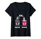 Damen Spruch Ich ohne Kaffee Ich mit Kaffee Kaffeetrinker Kaffee T-Shirt mit V-Ausschnitt