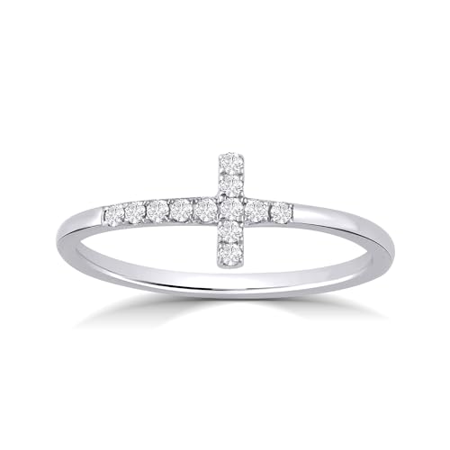 La Joya 10k Yellow Gold Diamond Band Ring for Women | 0.02ct Lab Grown Diamond, Cross, VS/SI, GH, 0.1ct, Round