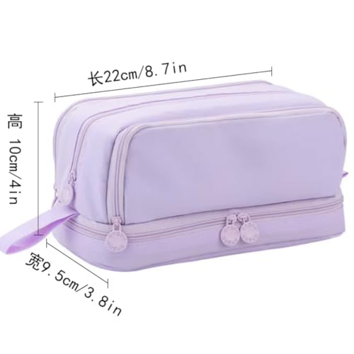 Image of Storio Pencil Box Pouch for School Kids Girls & Boys Aesthetic | Cute Stationary Compass Box Case Organiser | 2 Compartments for Girls Boys Teen School Students Adults - Purple