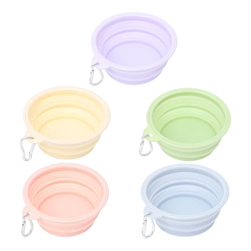5 Pezzi Di Pet Pieghevole Ciotole Con Serrature, Silicone Mini Cane Ciotole, Portatile Gatto Bere Ciotole, E Mangiare All'Aperto Strumenti Per Gli Animali Domestici.