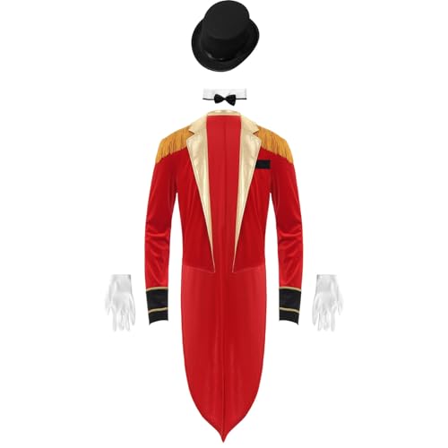 Zaldita Steampunk Falda gótica para hombre con cola de caballo steampunk blazer gótico traje de carnaval traje de maestro de anillos traje de circo para hombre rojo leal L