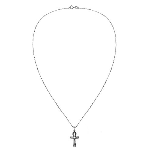 AeraVida Egyptian Eye of Horus Ankh Cross .925 Sterling Silver Pendant Necklace - Image 5