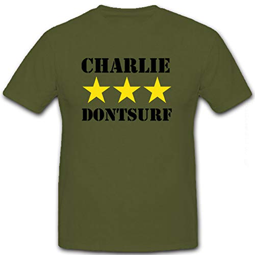 T-shirt Charlie Don't Surf Vietnam humour Humour Fun Vert M 8635
