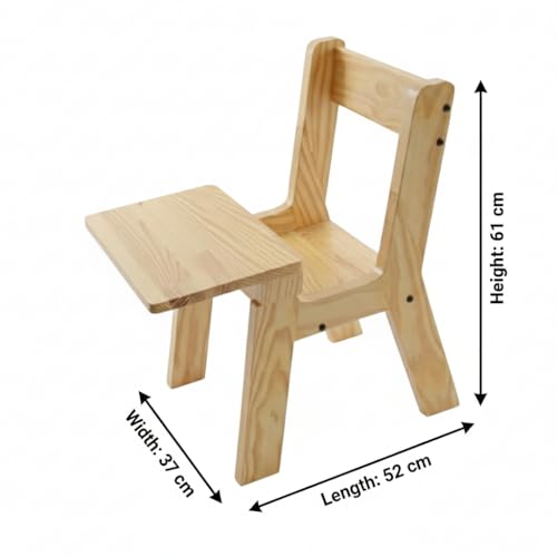 Image of KIDSSTUDIO Wooden Study Chair for Kids | Compact Learning Chair with Smooth Finish and Stable Structure | Lightweight Seating for Study Room and School Use | Wooden Desk for Reading and Writing