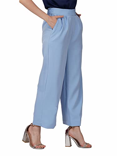 Image of fabcoast High Waist Wide Leg Loose Relaxed fit Women Pants - Flare Style, Half Waistband, Soft and Breathable Fabric - Ideal for Casual and Formal Wear.