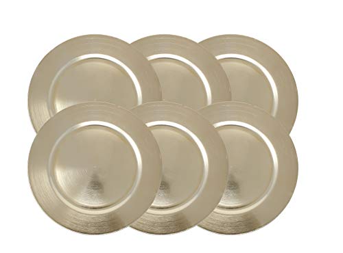 Metallic Foil Charger Plates - Set of 6 - Made of Thick Plastic - Gold