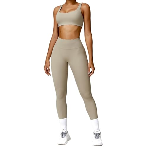 Ensemble d'entraînement deux pièces marron pour sport et yoga