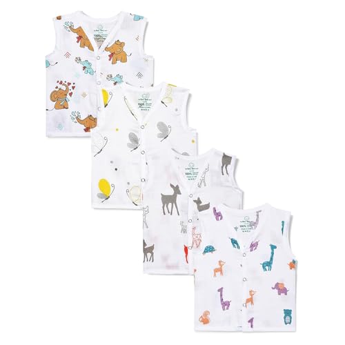Image of 100% Cotton Muslin Button Jabla | White Jhabla | for Boys & Girls | Summerwear Jabala | Sleeveless Vest | Baby Products
