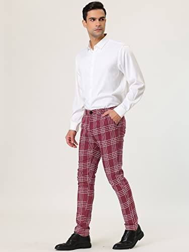 Lars Amadeus Men's Dress Plaid Pants Formal Slim Fit Printed Business Checked Trousers4
