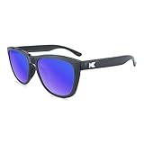 Knockaround Premiums Sport - Polarized Running Sunglasses for Women & Men - Impact Resistant Lenses & Full UV400 Protection, Jelly Black Frame/Blue Moonshine Lenses