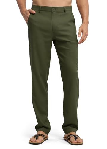 Image of Willit Men's Linen Pants Casual Linen Dress Pants Beach Summer Lightweight Trousers 28 inch 30 inch 32 inch