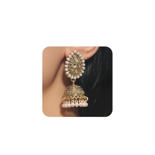 YUEKISEN Jhumka Indian Pearl Beaded Earrings