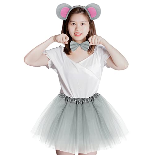 Disfraz infantil gris de ratón con tutu y accesorios miniatura 6