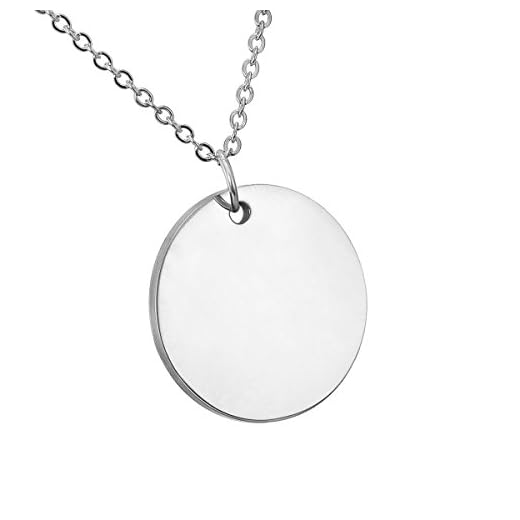 HooAMI Collier Prénom Personnalisé Pour Femme Homme Pendentif Rond Gravure Prénom de Famille Amis Argent Cadeau Saint Valentin Anniversaire