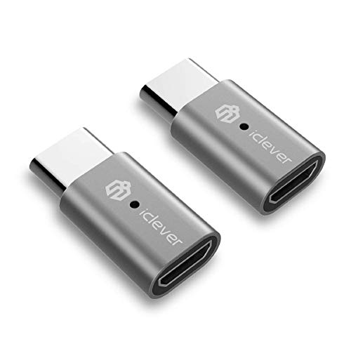 USB C to Micro USB Adapter, 2-Pack Aluminum USB Type C Adapter Convert Connector Compatible with MacBook, Samsung Galaxy S8, ChromeBook Pixel, Nexus 5X/6P, OnePlus 5, LG G5 (Grey)