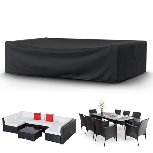 Startwo 003 Patio Furniture Covers, Waterproof Heavy Duty 500D Outdoor Sectional Sofa Cover, 126X64X28In, Patio Cover For Outdoor Furniture With Windproof Buckles, Patio Table And Chair Set Cover cover