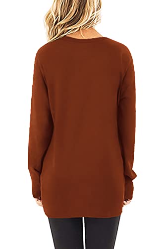 Image of Sieanear Womens Casual Long Sleeve T-Shirts Twist Knot Front Tunic Tops