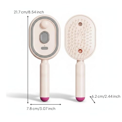 Image of Type-C Charging Oval Steam Hair Brush Handheld Steam Hair Brush Single-Button Start Air-Padded Massage Comb Portable, Pink