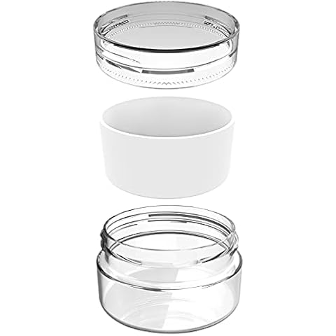 5ml 100 pcs Small Cosmetic Polystyrene Concentrate Container with Silicone Sample Jars with Lids for Acrylic Powder, Creams, Glitter (White Silicone) Cover