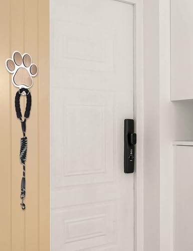 Gxdamxz Hundegarderobe, Hunde Garderobe Holz, Hundeleinenhalter Wand für Halsband & Hundezubehör, Dog Leash Holder for Wall, Weiß