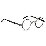 BLUELESS Vintage Round Reading Glasses Professor Readers (Grey Stripe, +0.50)