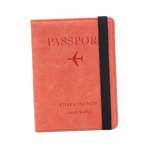 1pezzi Portafoglio Rfid Per Passaporto Borsa Multi-funzione Pu Pelle Arancione Design Sottile e Pratico Per Donne e Ragazze Per Viaggi e Ufficio