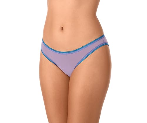 OnGossamer Women's Intimate Apparel Mesh Low-Rise Bikini Panty, Champagne/Blue/Purple, Large2
