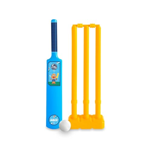 Image of Lata Toys Howzzat Senior Cricket Set for Kids (Age 4+) Full Kit with Durable Plastic Bat, 3 Stumps, Bails & Ball - Ideal Bat Ball Set for Boys & Girls, Blue