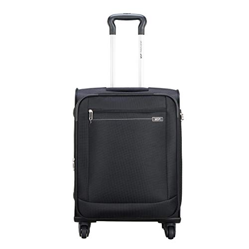 VIP Tide Polyester 56 Cms Black Softsided Cabin Luggage with Corner Guards & Expander