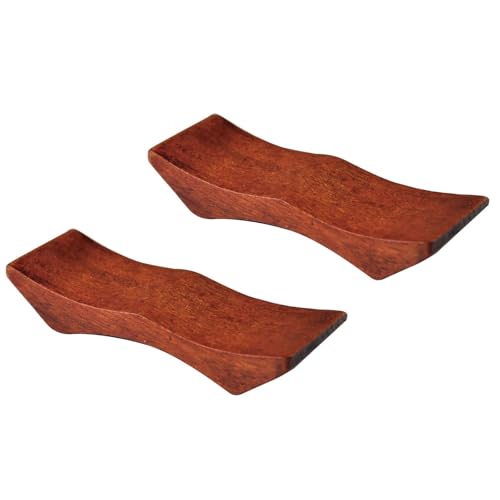 若兆 箸置き 箸とスプーン置き まくら 天然木 2個セット 約1.4×4.7cm ブラウン H-78