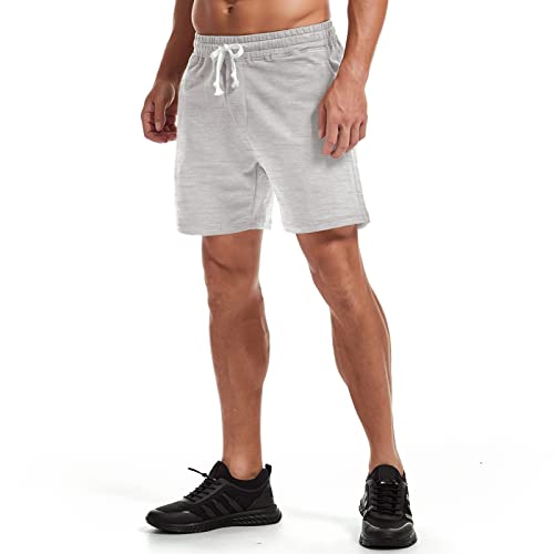 Image of AMY COULEE Mens Athletic Workout Shorts 5.5 inch Cotton Casual Shorts Elastic Waist Joggers Sports Sweat Shorts