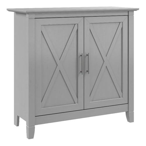Bush Furniture Key West Small Storage Cabinet with Doors and Shelves in Cape Cod Gray, 2 Door Accent Chest for Home Office, Living Room, Entryway