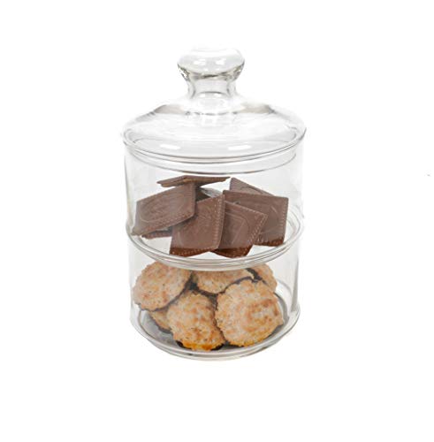 Glas-Bonboniere zum Anbieten oder Aufbewahren von Süßigkeiten, Erdnüsse, Pralinen, Bonbon Spender Dispenser Glasbehälter (2 Ebenen)