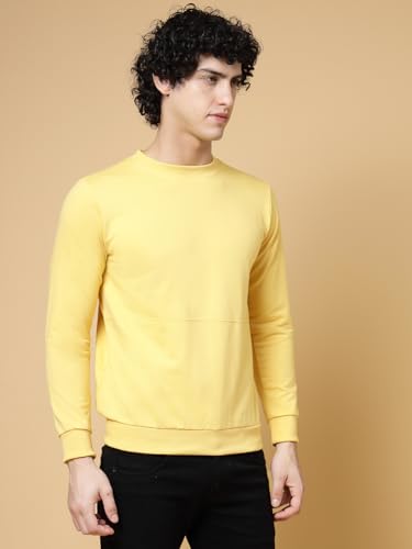 Image of Rigo Terry Solid Printed Winter Wear Sweatshirt for Men | Round Neck Sweatshirt for Men | Full Sleeves Sweatshirt for Men