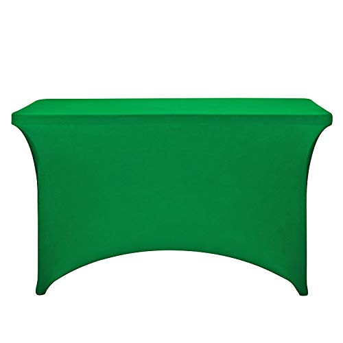 Image of FORLIFE Spandex Table Covers,Fitted Tablecloth for Rectangular Tables, Stretch Patio Table Covers, Universal Spandex Table Cover for Wedding, Banquet, Party (4ft, Emerald)