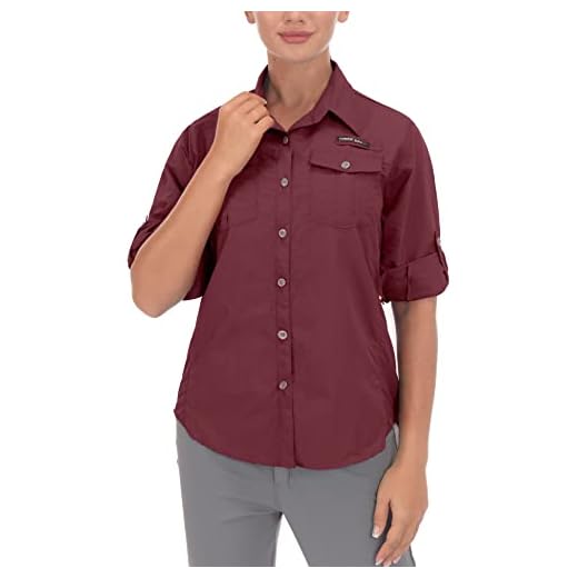 Little Donkey Andy Women's UPF 50+ UV Protection Shirt, Long Sleeve Fishing Hiking Shirt Dark Red L