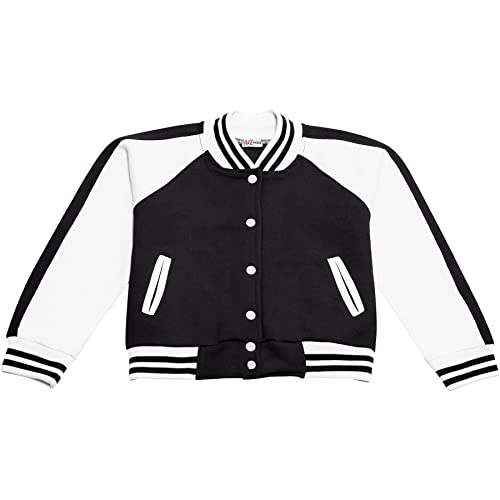 Baseball Contrast Jacket Varsity Style Coat - B.B Plain Jacket 002 Black 11-122