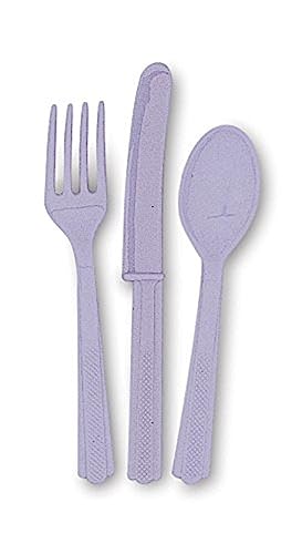 Image of Lavender Plastic Silverware Set for 6 Guests (18pcs)
