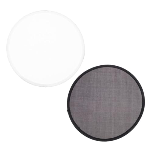 BESPORTBLE Abanico Plegable Redondo de Mano 2 Piezas Negro y Blanco, Portátil y Ligero para Verano, Ventilador Circular Simple para Fiesta, Boda y Uso al Aire Libre