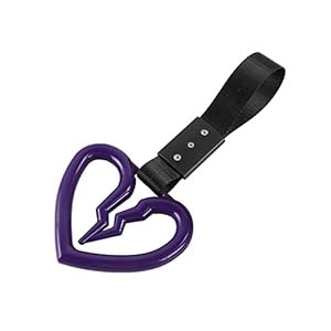Q1-TECH, JDM Tsurikawa Ring Japanese Subway Train Bus Car Handle Cute Broken Heart Handle Hand Strap Rear Front Bumper Warning Rings Drift Charm Drift Bosozoku Car Accessory (Purple -BK)
