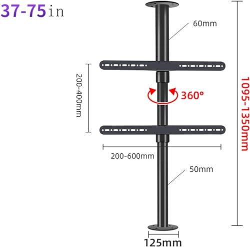 Support TV support motorisé de sol et cloison réglable pour écran 32-75 - 2