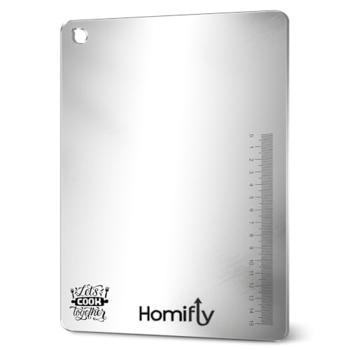 Image of HOMIFLY 304 Stainless Steel Chopping Board for Kitchen /Non-Slip Cutting Board /Food-Grade & Double-Sided Kitchen Chopper for Vegetable, Fruit, Bread, Meat & Kneading Dough (Small)