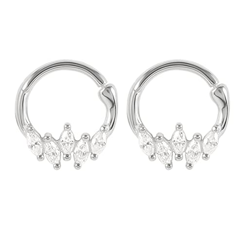 Homxi 2 Pièce Piercing Nez Faux,1.2mm Piercing Nez Calibre 16 Piercing Nez Anneau Argent 925 avec Larme 8mm Zircon Cubique Piercing Arcade Argent Cover