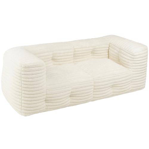 Bananair - Canapé 3 Places Modulable Fourrure Côtelé Synthétique - Doux & Confortable - Rembourrage Mousse & Fibre - Canapé Pouf Innovant, 2 Parties...