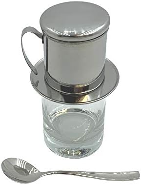 VTD Filtro de cafetera vietnamita con vidrio portátil de 6 onzas, taza y cuchara, juego de regalo ideal